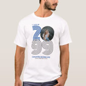 Blauwe Retro Grote Nummers Klasse van Senior Foto T-shirt (Voorkant)