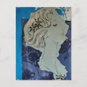 Blauwe Retro Kapsel Vrouw Collage Briefkaart (Voorkant)
