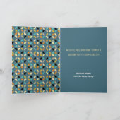 Blauwe Retro Kerstboom Mid Century Modern Feestdagen Kaart (Binnen)