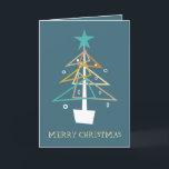 Blauwe Retro Kerstboom Mid Century Modern Feestdagen Kaart<br><div class="desc">Geef je vrienden en familie dit jaar een leuke,  eigenzinnige vakantiepas in de stijl van het midden van de eeuw. Met zijn funky retro kerstboom in turkoois,  sinaasappel,  bruin,  goud en wit,  op een blauwe achtergrond,  is het zeker geliefd bij iedereen die het ontvangt.</div>