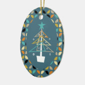 Blauwe Retro Kerstboom Mid-Century Throwback Keramisch Ornament (Links)