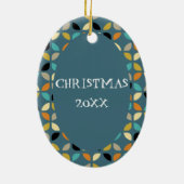 Blauwe Retro Kerstboom Mid-Century Throwback Keramisch Ornament (Achterkant)