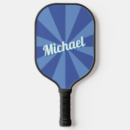 Blauwe Retro Lettertypen Aangepaste Naam Tekst Eff Pickleball Paddle