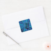Blauwe Retro Microfoon Vierkante Sticker (Envelop)