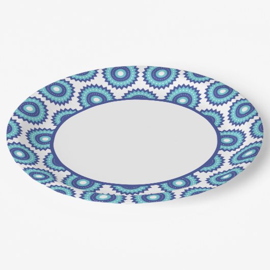 Blauwe retro papieren bordje (Gekanteld)