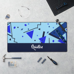 Blauwe retro print bureaumat