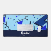 Blauwe retro print bureaumat (Keyboard & Muis)