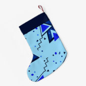 Blauwe retro print kleine kerstsok (Achterkant (Hangend))