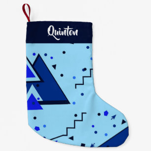 Blauwe retro print kleine kerstsok