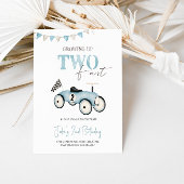 Blauwe Retro Race Auto Ride-On Verjaardag Uitnodig Kaart