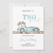 Blauwe Retro Race Auto Verjaardag Uitnodiging (Voorkant)