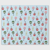 Blauwe Retro Ski Lift Gondola Winter Skiën Cadeaupapier (Vlak)