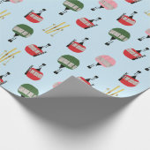 Blauwe Retro Ski Lift Gondola Winter Skiën Cadeaupapier (Hoek)