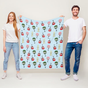 Blauwe Retro Ski Lift Gondola Winter Skiën Fleece Deken