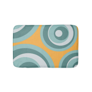 Blauwe retro stijl cirkels op gele achtergrond badmat