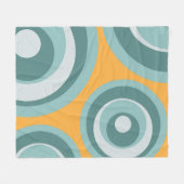 Blauwe retro stijl cirkels op gele achtergrond fleece deken (Voorkant (Horizontaal))
