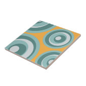 Blauwe retro stijl cirkels op gele achtergrond tegeltje (Zijkant)