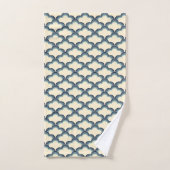 Blauwe retro stijl golven patroon bad handdoek (Handdoek)