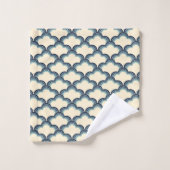 Blauwe retro stijl golven patroon bad handdoek (Wasdoekje)