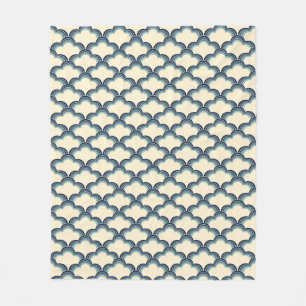 Blauwe retro stijl golven patroon fleece deken
