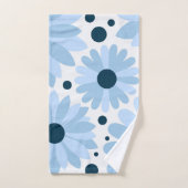Blauwe retro stijl madeliefjes en donkerblauwe sti bad handdoek (Handdoek)