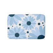Blauwe retro stijl madeliefjes en donkerblauwe sti badmat (Voorkant)