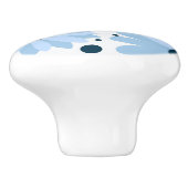 Blauwe retro stijl madeliefjes en donkerblauwe sti keramische knop (Zijkant)