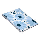 Blauwe retro stijl madeliefjes en donkerblauwe sti notitieboek (Rechterzijde)