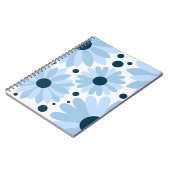 Blauwe retro stijl madeliefjes en donkerblauwe sti notitieboek (Linkerzijde)