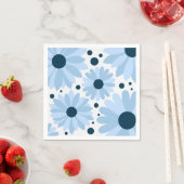 Blauwe retro stijl madeliefjes en donkerblauwe sti servet (Insitu)