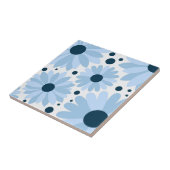 Blauwe retro stijl madeliefjes en donkerblauwe sti tegeltje (Zijkant)