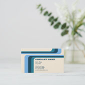 blauwe retro strepen v.2 visitekaartje (Staand voorkant)