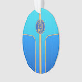 Blauwe Retro Surfplank Tiki Ornament (voorkant)