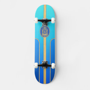 Blauwe Retro Surfplank Tiki Persoonlijk Skateboard