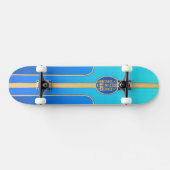Blauwe Retro Surfplank Tiki Persoonlijk Skateboard (Horizontaal)