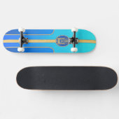 Blauwe Retro Surfplank Tiki Persoonlijk Skateboard (Horizontaal)