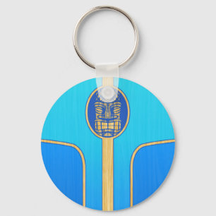 Blauwe Retro Surfplank Tiki Sleutelhanger