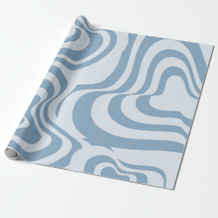 Blauwe Retro Swirl Groovy Y2K Patroon Cadeaupapier