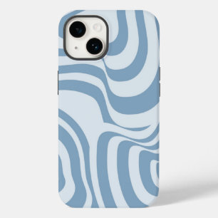 Blauwe Retro Swirl Groovy Y2K Patroon Case-Mate iPhone 14 Hoesje