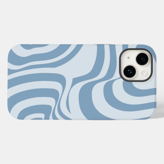 Blauwe Retro Swirl Groovy Y2K Patroon Case-Mate iPhone Case (Achterkant (horizontaal))