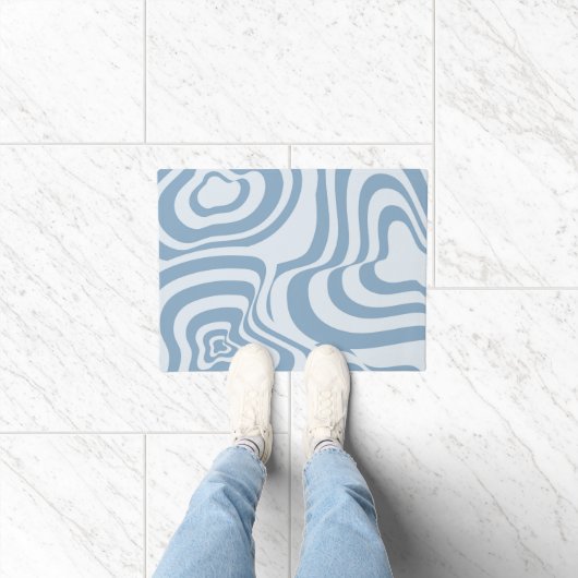 Blauwe Retro Swirl Groovy Y2K Patroon Deurmat (Binnen)