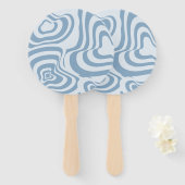 Blauwe Retro Swirl Groovy Y2K Patroon Handwaaier (Voorkant en achterkant)