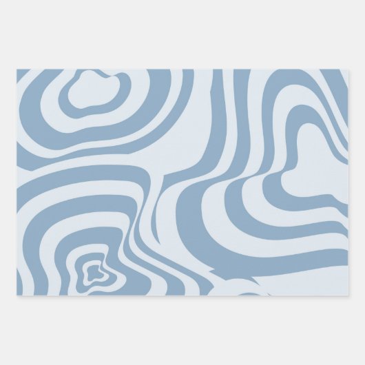 Blauwe Retro Swirl Groovy Y2K Patroon Inpakpapier Vel (Voorkant)