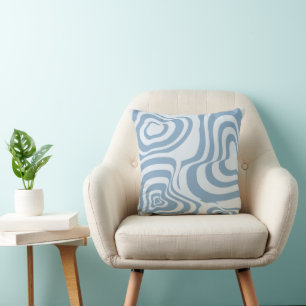 Blauwe Retro Swirl Groovy Y2K Patroon Kussen