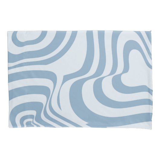 Blauwe Retro Swirl Groovy Y2K Patroon Kussensloop (Voorkant)