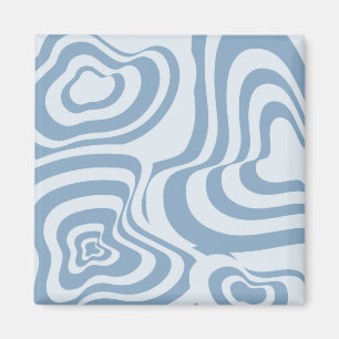 Blauwe Retro Swirl Groovy Y2K Patroon Magneet