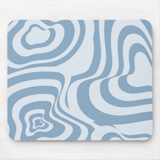 Blauwe Retro Swirl Groovy Y2K Patroon Muismat (Voorkant)