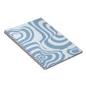 Blauwe Retro Swirl Groovy Y2K Patroon Notitieboek (Rechterzijde)