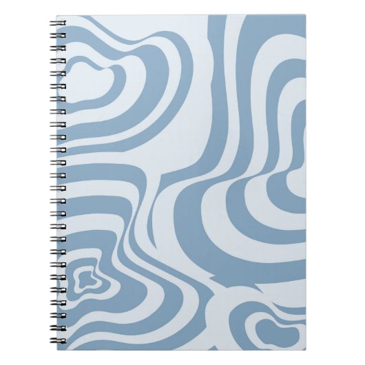 Blauwe Retro Swirl Groovy Y2K Patroon Notitieboek (Voorkant)