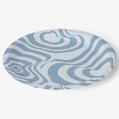 Blauwe Retro Swirl Groovy Y2K Patroon Papieren Bordje (Gekanteld)